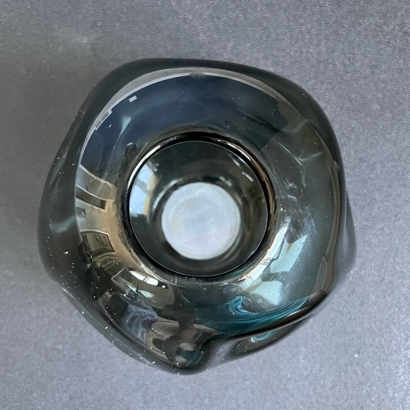 Joann Bloom Room Fall Floral Glass Container Thumbprint Smoky Autumn Vase EUC - Picture 2 of 3